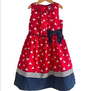 Janie and Jack Girls Sailboat Dot Dress Size 5T EUC